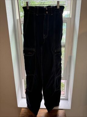 BDG Black Cargo Pants with Contrast Stitching